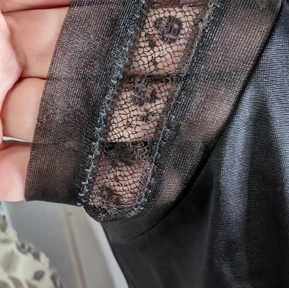 Vintage Lorraine Black Lace Slip Dress Sz 38 - Picture 10 of 15